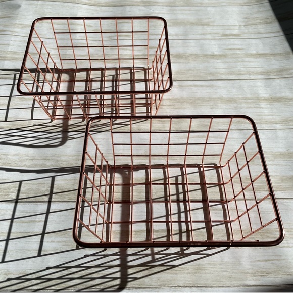 2 Rose Gold Storage Baskets - Picture 8 of 8
